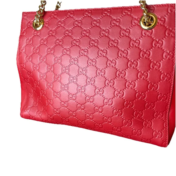 Gucci Guccissima Signature Apollo Red Leather Logo Bag Monogram Leather New - Picture 4 of 12